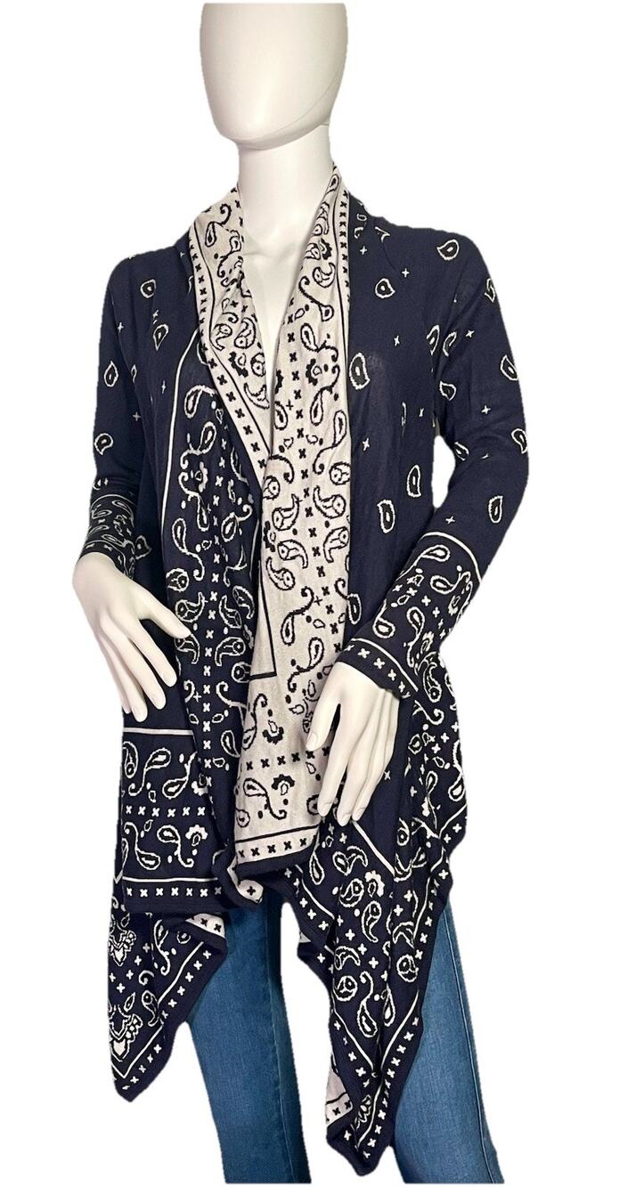 H&M Reversible Open Navy and White Cardigan